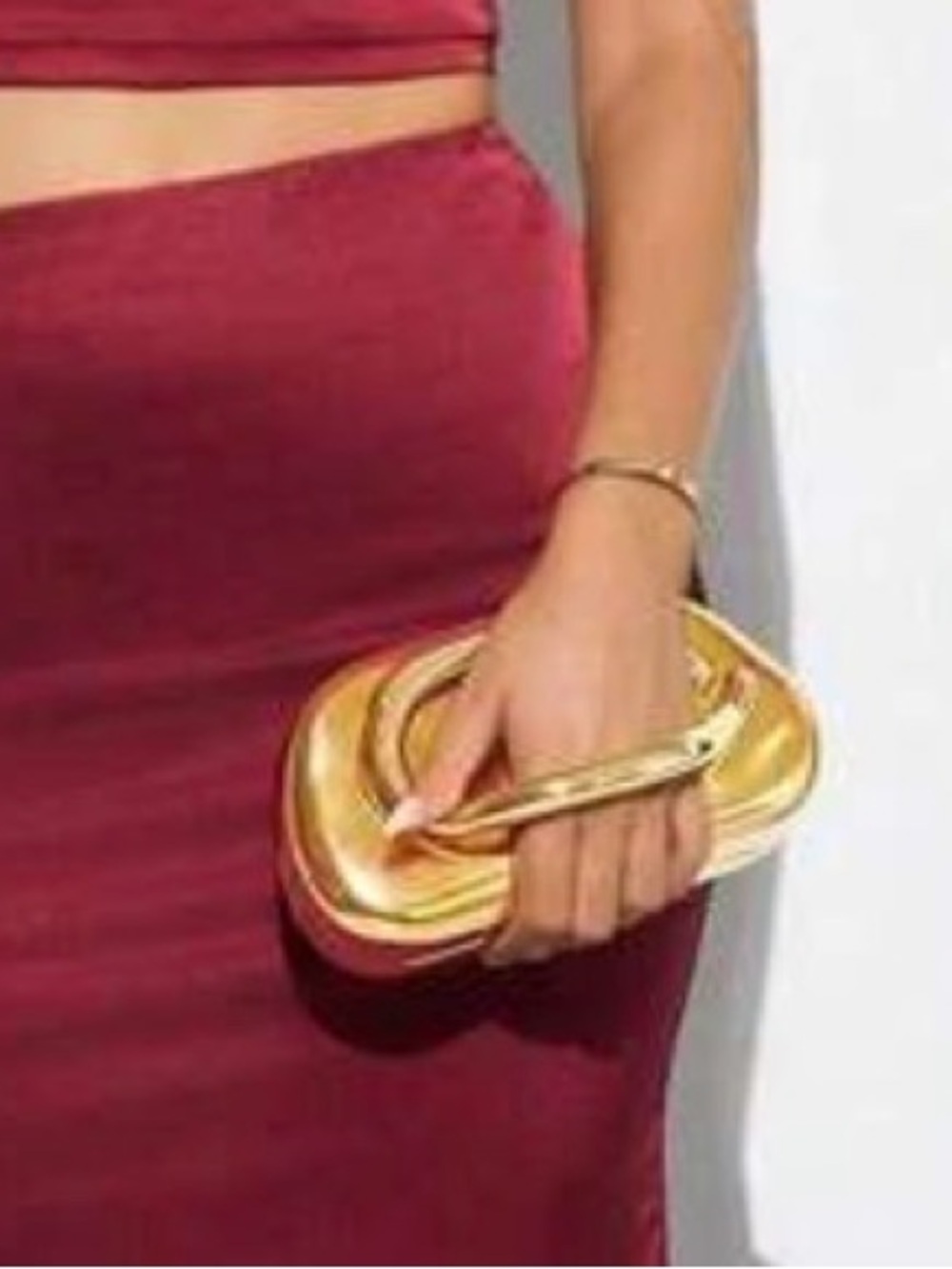 Gold Metallic Sculptural Crossbody Clutch - Women's Evening Bag